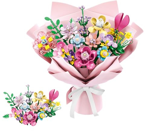 RIDIR Blumenstrauß Klemmbausteine für Erwachsene, Rosen & Orchideen | DIY Blumenstrauß mit Rosen und Orchideen. Einfacher Aufbau, langlebig und ideal als Deko oder Geschenk.