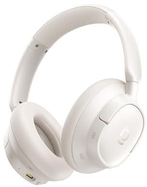 Baseus EH10 NC Bluetooth-hörlurar med -45 dB Hybrid Active bulleriisolering, over-Ear hörlurar med Hi-Res & LDAC ljud och 5 AI-mikrofon, 80 timmar. Lång speltid, Bluetooth 6.0 – stjärnljus vit