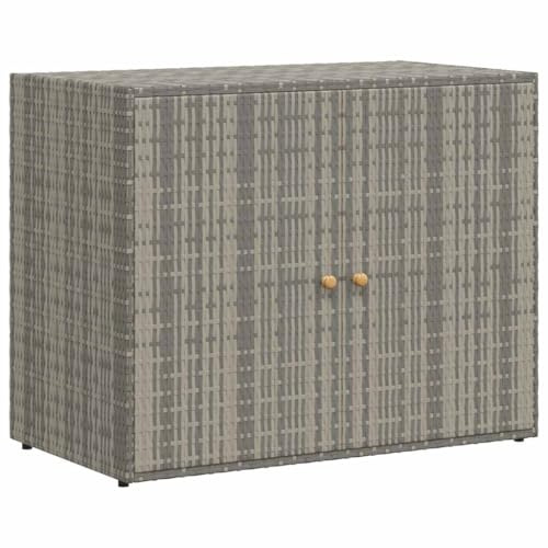 Gartenschrank, Aufbewahrungsschrank, Geräteschrank, Spindschrank, Terrassenschrank, Balkonschrank, Werkzeugschrank, Schrank Garten/Balkon, Grau 100x55,5x80 cm, Poly Rattan (Grau)