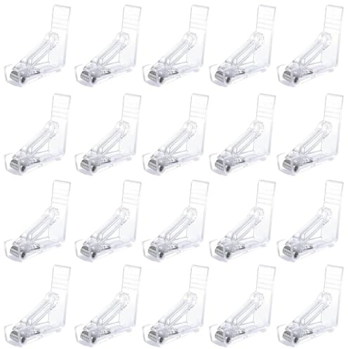 SHENGYIG 20 Pezzi Ferma Tovaglia da Tavola, Trasparenti Fermatovaglia, Regolabili Stabili Mollette per Tovaglia, Plastica PS, per Scrivanie Fino a 4,8 cm di Spessore
