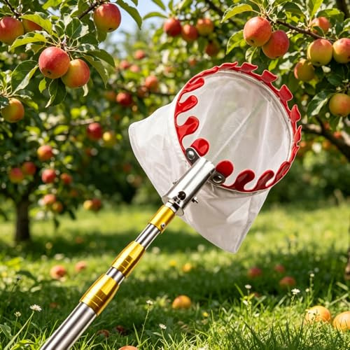 Machtiging ApfelpflüCker Mit Teleskopgriff,ApfelpflüCker Mit Extra Dickem Baumwollbeutel,Erntehelfer ObstpflüCker Mit Stoffbeutel,ObstpflüCker Mit Teleskopstange,FüR äPfeln,Pflaumen,Birnen