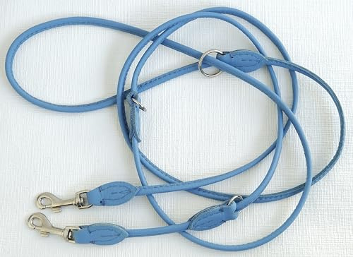Runde HUNDELEINE 220cm/6mm, Nappa Leder, 3X verstellbar, für kleine Hunde bis 6 Kg, Gelb, Türkis, Altrosa, Blau, Seladon (Himmelblau)