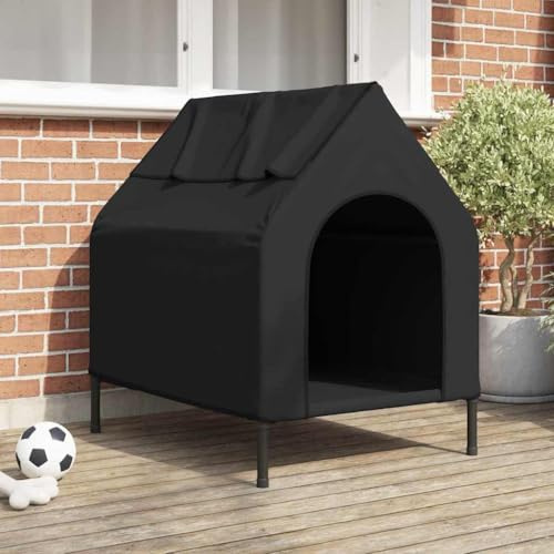 Klappbares Hundehaus aus Stahl und Oxford-Stoff, wasserdicht, 110 x 75 x 90 cm, schwarz – tragbares Haustierhaus mit Netzfenstern und Rollabdeckungen für drinnen und draußen.