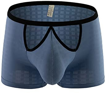 Generisch Boxer Shorts Men's Fine Rib Underwear Cotton Sexy Breathable Underwear Men's Boxer Shorts Wide, lightblue, M
