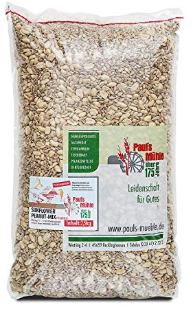 Paul´s Mühle - 2,5 kg Sonnenblumenkerne & Erdnüsse Mix (Sunflower Peanut) | geschälte, blanchierte Nüsse & Kerne für Vögel & Wildvögel - schalenfreies Vogelfutter & Wildvogelfutter für Sommer & Winter