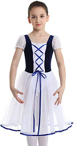 CHICTRY Girls Child Romantic Ballet Tutu Long Fancy Tulle Skating Dress Velvet Top Ballerina Dancewear