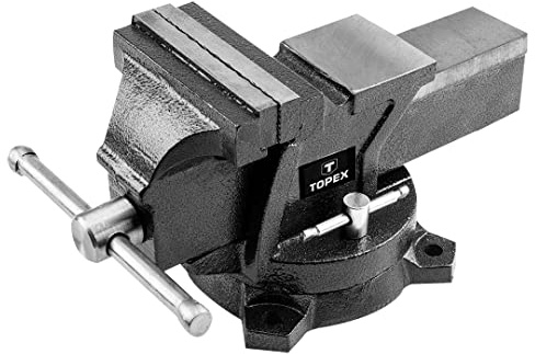 TOPEX Schlosser-Schraubstock, Drehbarer Schraubstock, drehbar 125 mm, Amboss, Backen gehärtet, solide, gusseiserne Konstruktion, zum Einspannen von manuell oder maschinell bearbeiteten Gegenständen