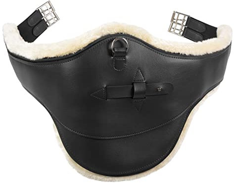 HORZE Atlanta Stollenschutz-Sattelgurt Mit Fleecefutter, Sattelgurt, Künstliches Lammfell, Größe 40-150 cm, Braun, Schwarz, Schwarz, 110