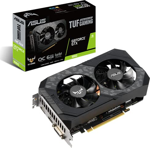 ASUS GeForce TUF-GTX1660-O6G Gaming Grafikkarte (Nvidia Turing, OC Edition, 6GB DDR5, GPU Tweak II)