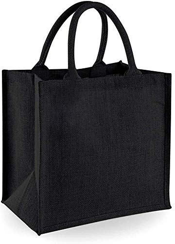Westford Mill Jute-Tasche/Jute-Einkaufstasche, 14 Liter (2 Stück/Packung) (Einheitsgröße) (Schwarz/Schwarz)