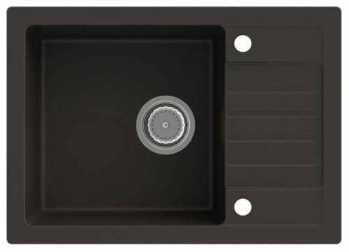 LINDBERGH® Küchen Granit-Spüle Schwarz SIM44 mit Siphon, Verbundstoffe Made in Germany, Spülen Küche Matt Küchenspüle Spülbecken Kitchen Waschbecken Sinks Einbauspüle, inkl. Imprägnierung