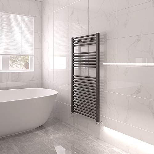 NRG Bathroom Straight Heated Towel Rail Radiator 1200x600mm Anthracite | Central Heating Ladder Rad, Modern, Dual Fuel, Wall Mounted, 10 Year Guarantee, for Bathroom