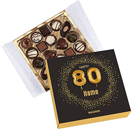 Herz & Heim® Lindt Pralinen zum 80. Geburtstag mit Namen und Glückwunschtext