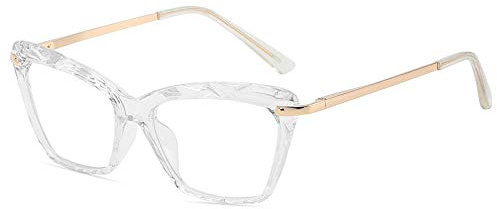 YHKF Brillen Schmetterlingsbrillen Für Frauen Transparente Klargläser Damen Optischer Kunststoffrahmen Fashion-White