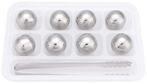 PengGengA Edelstahl Whisky Eiswürfel Steine Set, 8 Eiswürfel Wiederverwendbare Lebensmittelecht Kühlsteine, Zange, Bar Zubehör für Getränke, Whiskey Cocktail Gin (Silber, Länge 25,4 mm)