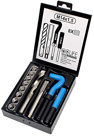 CCLIFE Gewindereparatur Gewinde Reparatur Satz M5 M6 M8 M10 M12 M14 zum Auswahl | Einsätze Hülsen, Größe:M14 X 1.5