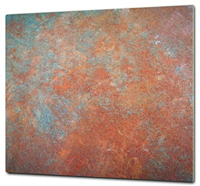 Tabla de cortar decorativa de cristal templado y cubre vitro – Dos en Uno – Resistente a golpes y arañazos – UNA PIEZA (60 x 52 cm) o DOS PIEZAS (30 x 52 cm); D24 Serie texturas oxidadas