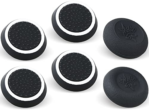 9CDeer Performance Joystick Analog Stick Thumb Grips Set of 6 Compatible with PS5, PS4, Xbox Series X/S Xbox One, Switch Pro Controller Black & white
