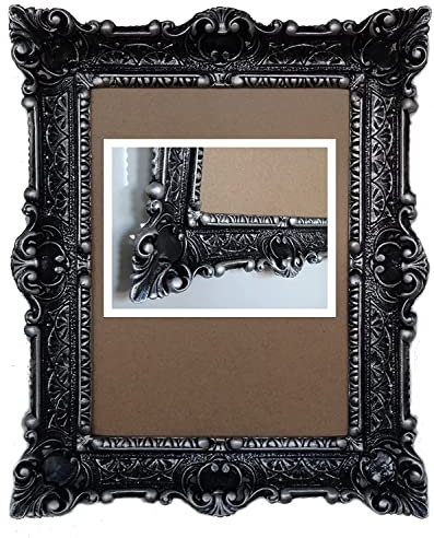 Generisch Lnxp ANTIK BAROCK BILDERRAHMEN in der Farbe Schwarz/Silber R2 Dualcolor 56x46cm RECHTECKIG REPRO Bilder für 30x40cm oder 40x30 cm BAROCKRAHMEN Bilder 49F