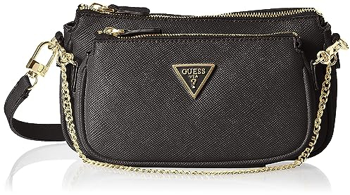 GUESS Women Noelle Double Pouch Crossbody Bag, Schwarz