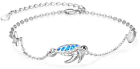 KINGWHYTE Schildkröten-Armband - 925er-Sterlingsilber, Opal, Frauenarmband, Schmuck - Geschenk für Frau