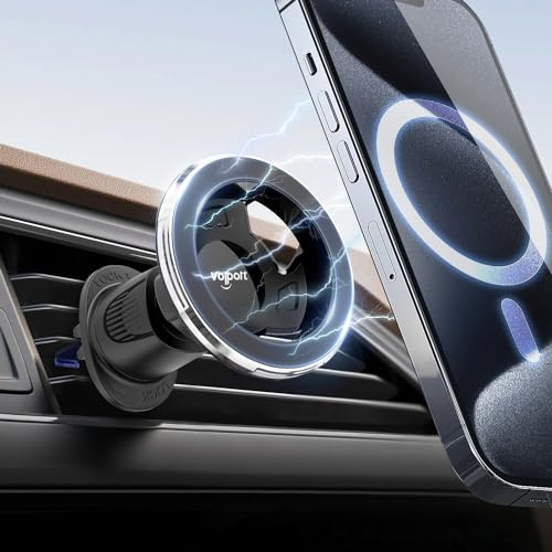 volport für PopSocket MagSafe Autohalterung Lüftung Pop Socket Halterung Auto Universal Magnetische Halter Auto mit 2 Stück Metallring 360° Drehbar KFZ Handy Halterung für iPhone Samsung Google