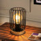 Comely Lámpara de Mesa Vintage, Lámpara de Noche E27 con Base de Madera y Pantalla de Metal, Lámpara de Mesita Interior Decorativa para Dormitorio Sala de Estar