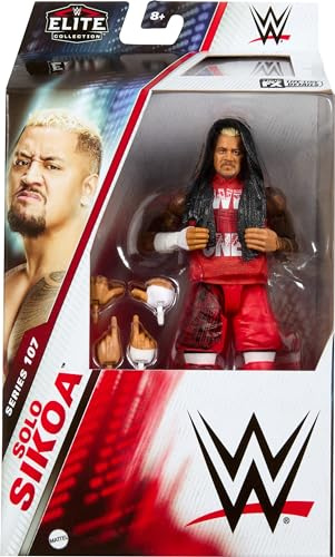 Mattel WWE Elite Actionfigur & Zubehör, Serie #107 Solo Sikoa 15,2 cm Sammlerstück mit 25 Gelenkpunkten & austauschbaren Händen