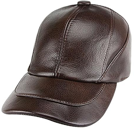 Herren Leder Baseball Cap Wasserdicht Schirmmütze Verstellbar Baseballkappe Outdoor