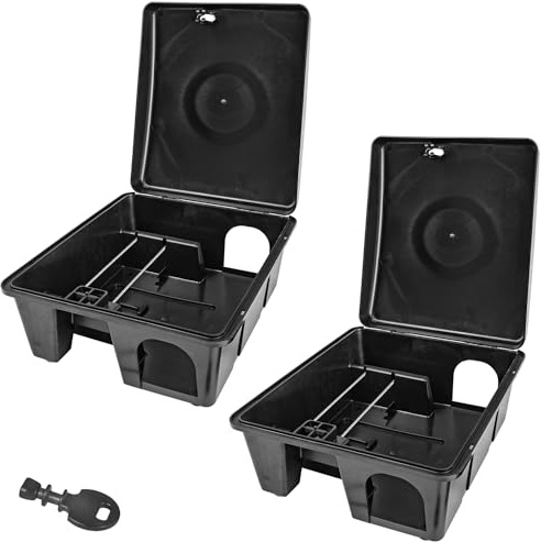 2X Köderstation Ratten Mäuse Köderbox Garten Mausfalle Rattenköderbox Box Rattenfalle Rattenköderstation Kinder- Haustiersicher Mäusebox Koederbox Gift Petigi