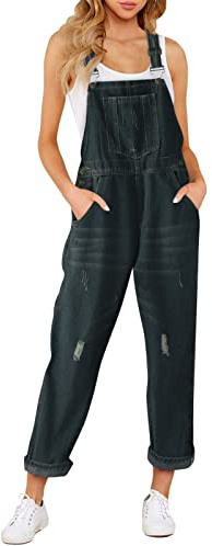 Kobilee Tuta Intera Donna Curvy Baggy Salopette Jeans Casual Denim Jumpsuit Elasticizzata Invernale Salopette con Tasche Elegante Tuta Intera