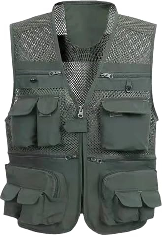 Dvbfufv Taktische Netzweste für Herren, für den Sommer, Outdoor, atmungsaktiv, mehrere Taschen, Schießweste, ärmellose Jacke, EN8, M