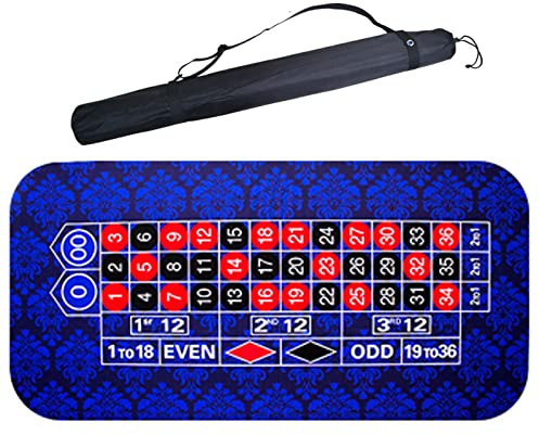 Professionelle Tisch-Roulette-Casino-Matte für Texas Holdem/Blackjack | Praktische, platzsparende aufrollbare Casino-Glücksspiel-Tischmatte (Farbe: Blau, Größe: 180 x 90 cm)