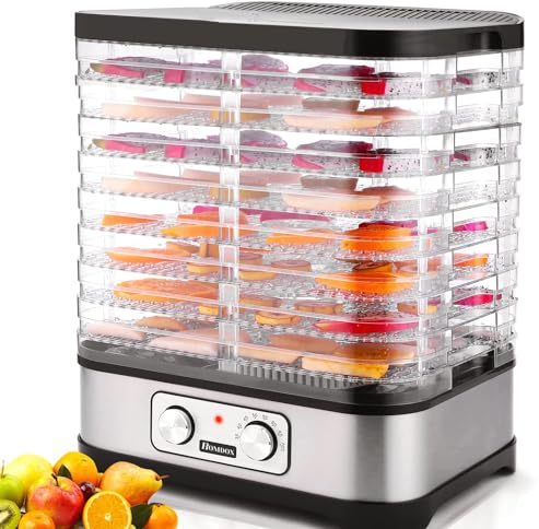 COOCHEER Deshidratador de Alimentos 8 Pisos Bandejas, Deshidratadora de Frutas, Deshidratador de Frutas y Verduras 400W con Temporizador 72H y Temperatura Ajustable, Ajuste mecanico, sin BPA