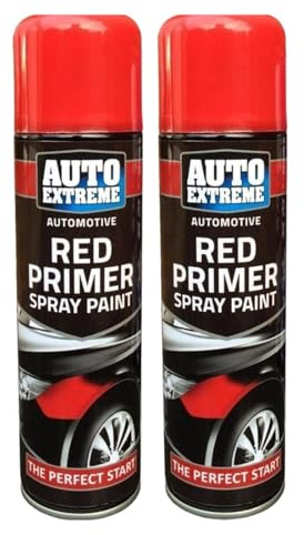 SDMAX All Purpose Red Primer Spray Paint, Suitable for Wood, Metal, Plastic, and, Glass Surface, Fast Drying, Easy Application, Interior and Exterior Usage, 250ML (2 Pcs)