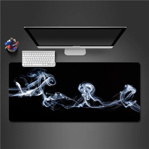 QiHon Gaming Mauspad XXL Weißer Rauch Großes Mauspad Schreibtischauflage mit Vernähte Kanten Einer speziellen Oberfläche verbessert Geschwindigkeit und Präzision 1200x600x2mm