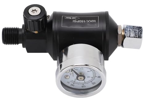 Air Pressure Regulator Filter Air Adjusting Valve Pneumatic Adjusting Valve with Gauge for Spray Gun 1/4in NPT Inlet Outlet