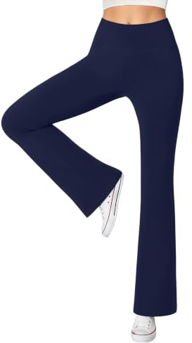 Glacspyg Dam hög midja yoga leggings utsvängd magträning elastisk fritid löparbyxor, Marinblått Xsp, XXL