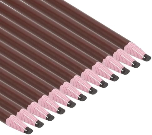 PATIKIL Pennarelli Staccabili, 24pz Matite Cera Grasso Legno per Indumenti in Vetro Pellicola da Disegno Carta Vinile Metallo, Marrone