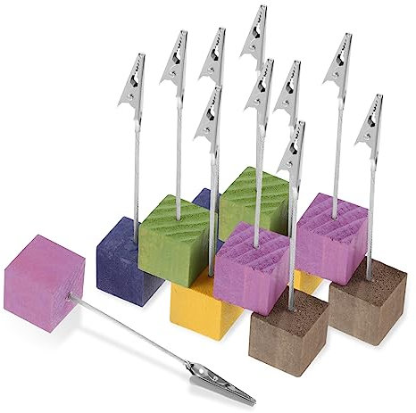 DIYEAH 10stücke Teilige Holzklammern Mit Würfelbasis Stabile Desktop-fotoklammern Und Kartenhalter Multifunktionale Memo Zettelclips Für Fotos Postkarten Und Tischkartenhalter