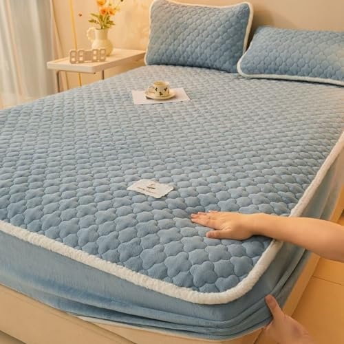 Luxuriöses Spannbetttuch aus gebürstetem Baumwollflanell, 135 x 200 cm, Wintersamt, warm und gemütlich, Fleece, Frottee und Biber, Boxspringbett