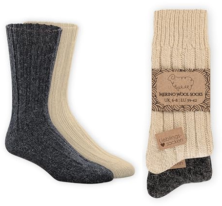 Wonky Line Calze in lana naturale invernali - Antracite&Naturale / 43-46
