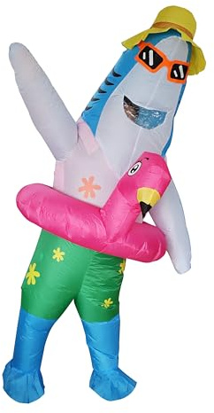 FXICH Costume de Requin Gonflable pour Adulte - Déguisement Amusant pour Halloween - Bleu