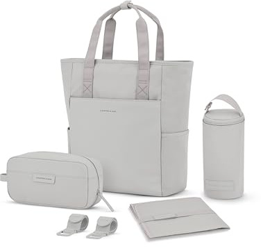 Kapten & Son Rucksack Lindby Diaper Set Greige 12 L | 2in1 Wickelrucksack & Wickeltasche mit Kinderwagen- und Kofferbefestigung | inklusive Kulturtasche, Wickelunterlage & isolierter Flaschenhalter