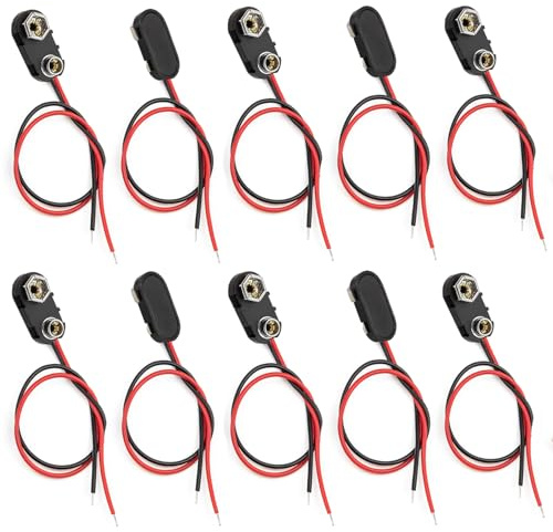 California JOS Clip de batería de 9 V, conector de batería de 9 V, carcasa dura para Arduino Electronics, experimento de estudiantes, proyecto STEM e investigación (tipo I, 10 unidades)