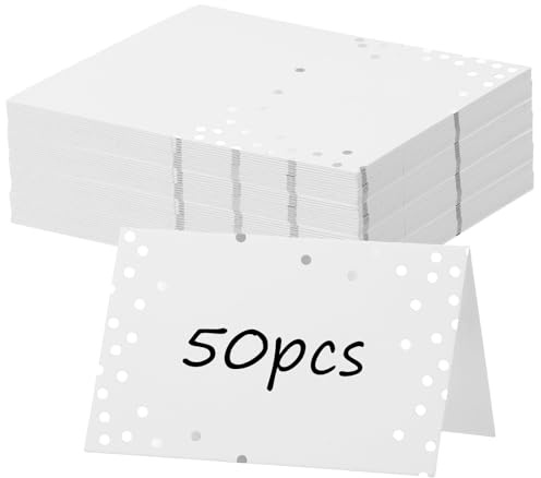 50 segnaposto per la tavola, segnaposto per tavoli da matrimonio, numeri, banchetti, menu eventi e tavoli da pranzo per cene (argento)