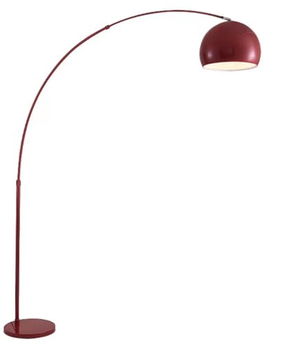 Rote Bogen-Stehlampe, frei verstellbare Stehlampen, poliertes Metall, vertikale Lampe, dekorative Stehlampen für den Innenbereich, hohe Leselampen, stimmungsvolles Stehlicht für Wohnzimmer und Schlafz