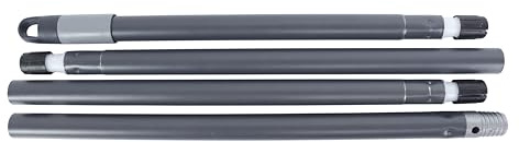 Maya - Palo de Escoba y Fregona Atomic de 140 cm con 4 Secciones Desmontables, Mango con Anclaje para Mopa, Rosca Universal Compatible con Recogedor de Basura (Gris)