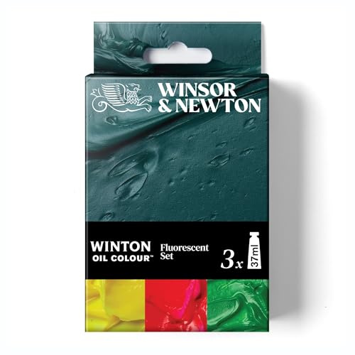 Winsor & Newton 1490717 Winton oljefärg Fluorescent Set 3 färger à 37 ml – konstnärsfärger med hög pigmenttäthet, ljusbeständiga och permanenta, idealiska för oljemålning