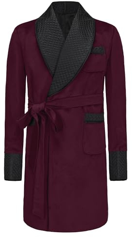 Apornipal Herren-Smoker-Jacke, komplett gefüttert, Vintage-Räuchermantel, Velourskleid